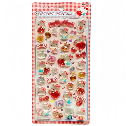 2026 New Sanrio Cartoon Cute 3D Crystal Relief Stickers DIY Notebook Sticker Party Stickers Kuromi My Melody Laptop Fridge Decor