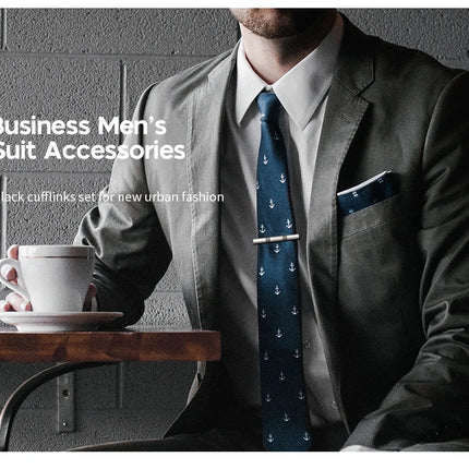 Tie Clip For Men Business Party Minimalist Tie Clips And Cufflinks To Man Shirt Gift Box Jewelry Men's Cuff Man Fashion Lawyer