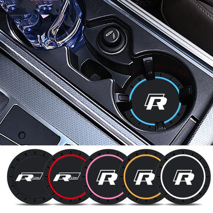 New 2pcs Rline R line Logo Car Coaster Mats Water Cup Non-slip Pads For VW Golf 7 MK7 Golf 6 MK6 Tiguan Polo CC Jetta