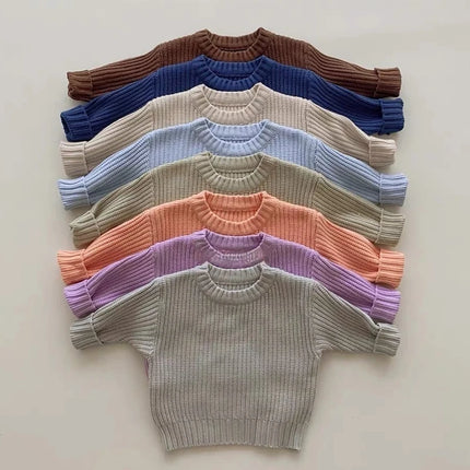 0-6Yrs Baby Boys Sweaters Spring Autumn Children Solid Color Basic Warm Knit Sweater Kids Girls Baby Pullover Sweaters Clothes