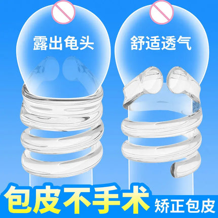 4PCS TPE Foreskin Corrector Resistance Ring Daily/Night Cock Ring Male Sex Toys Delay Ejaculation Penis Ring for Adult Supplies