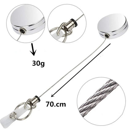 Metal Wire Keychain Pull Recoil Sporty Key Ring Retractable Keyring Anti Lost ID Card Holder Telescopic Burglar Chain Organizer