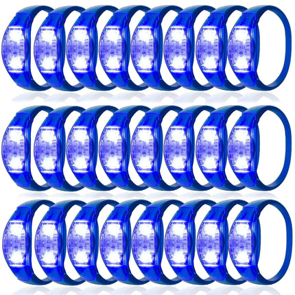 12-240Pcs LED Glow Bracelets Sound Activated Light Up Bracelets for Adults & Kids with Flashing LED Strobe for Night Events