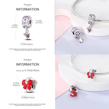 Lucky Clover Clip Charms 925 Sterling Silver Original Black Cat Stopper Clamp Silicone Spacer Charm For DIY Jewelry Bracelet