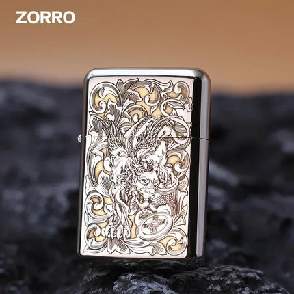 ZORRO 790 Genuine Ultra-thin Windproof Original Copper Lighter Double-sided Engraved Wheel Lighter Lighter Men's High-end Gifts