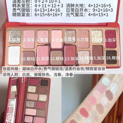 Qianyan Cheeryep 16 Color Eyeshadow Palette Glitter Chamelon Matte Shine Eye Shadow Highlighter Waterproof Cosmetics