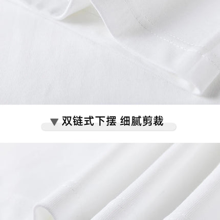600G Heavy Cotton Short-sleeved T-shirt for Men and Women with The Same Loose Round Neck Simple Navy Blue Bottoming Shirt