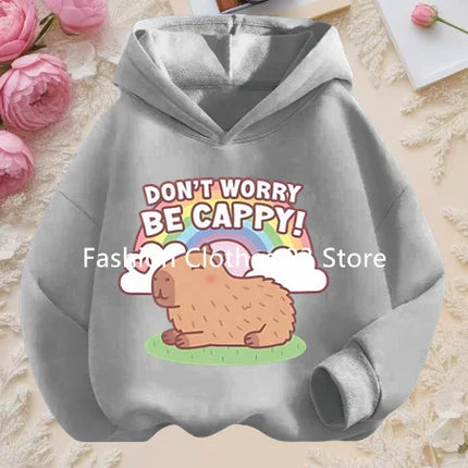 Fall and Winter Outdoor Leisure Sports Children's Hooded Sweatshirt Cartoon Fun Capybara Cute Print Boys and Girls Soft Hoodie