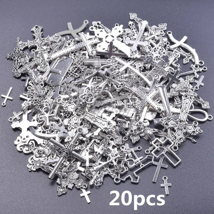 10/20/30pcs/Lot Metal Silver Color Cross Charms For Jewelry Making Supplies Christ Accessories Handmade Women/Men Pendant Charm