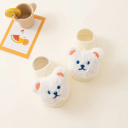 Cute Cartoon Bear Baby Socks for Boys Girls Spring Autumn Soft Cotton Anti Slip Soled Newborn Toddler Sock Kids Warm Socken