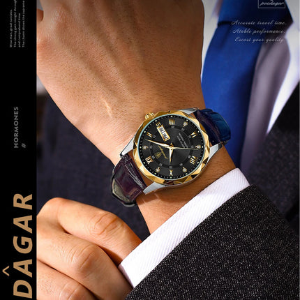 POEDAGAR Original Luxury Men's Watch Waterproof Luminous Date Week Sports Men's Watches Classic Business Quartz Leather Men Watch