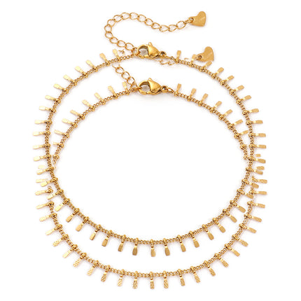 Minimalist Stylish 18K Real Gold Plated Tassel Anklet For Women Gift 304 Stainless Steel Handmade Link Chain Jewelry 23cm long