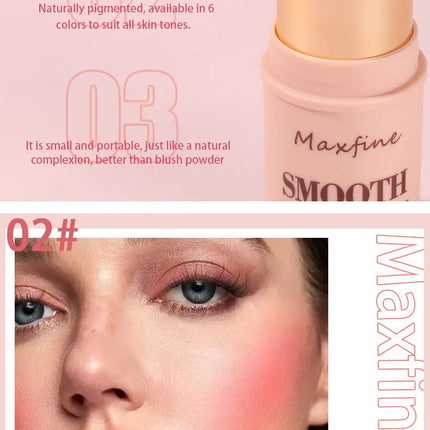 Smooth Blush Stick Naturally Saturated Long-lasting Waterproof Easy to Wear Matte Blush 3 in 1 Makeup Used On Lips Eyes Cheeks