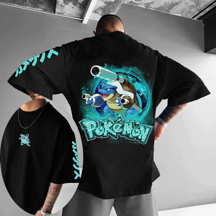 Summer Anime Pokémon Cosplay T-Shirt Cotton Short Sleeve Tops Casual Loose Retro T-Shirt Men Women Family Matching Outfits Tops