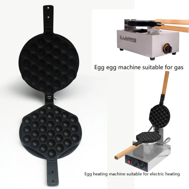 Commercial QQ Eggs Bubble Ball Baking Waffle Maker Iron Hongkong Waffle Eggette Mould Cake Mold Electirc Machine Non-stick Plate