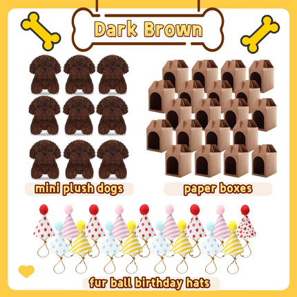 6-20Set Mini Plush Puppy Stuffed Dogs Adopt A Pet Dog Set with Paper Boxes Animals Bulk for Birthday Animal Theme Party Favors