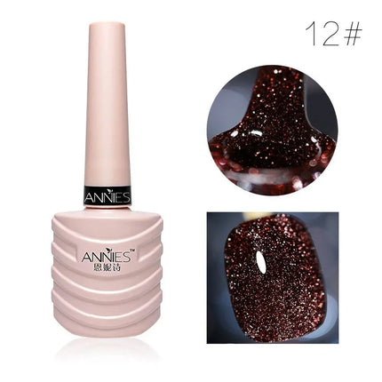 Glitter Reflective Gel Nail Polish 12 Color Red Pink UV Gel Varnish Sparkling Sequins Soak Off Nail Gel Nail Polish for Manicure