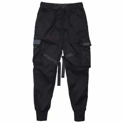 2025 Men's Multi Pocket Bandage Tactical Technical Clothing Work Pants Men's Harajuku Punk Hip Hop Running Pants Casual Street W