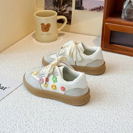 PU Leather Sport Shoes For Children Korean Style Teenager Kid's Sneakers Waterproof Outdoor Girl's Tennis Footwear Casual Shoes