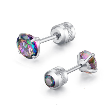 1 piece Medical Stainless Steel Crystal Zircon Ear Studs Earrings Tragus Cartilage Hypoallergenic Screws Piercing Jewelry