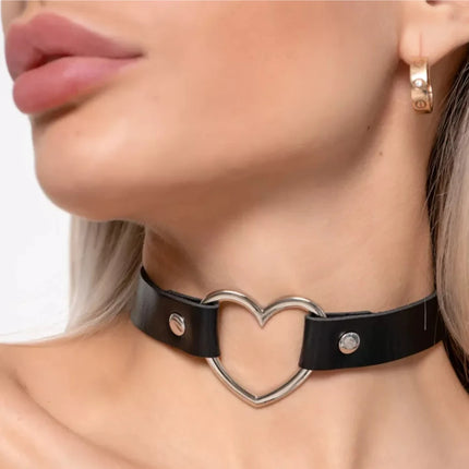 PU Leather Women's Fashion Harness Belt Gothic Street Punk BDSM Collar Bondage Necklace Restraint for Couples Party Role Play