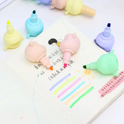1pcs Creative 5 Color Highlighter Cartoon Cute Shape Highlighter Creative Students Make Hand Account Marker