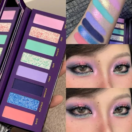 8 Colors Gothic Pearlescent Purple Eyeshadow Palette Oil Painting Style Matte Punk Metallic Chameleon Smoked Eye Pigment Makeup