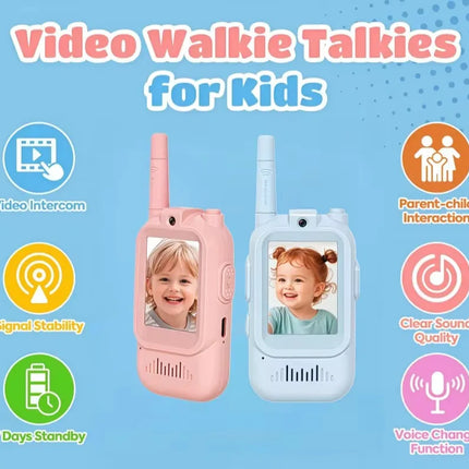 Video Walkie Talkies for Kids 2 Pack Rechargeable Toddler Toys for Indoor Camping Travel Birthday Gfits for Kids Ages 3-12