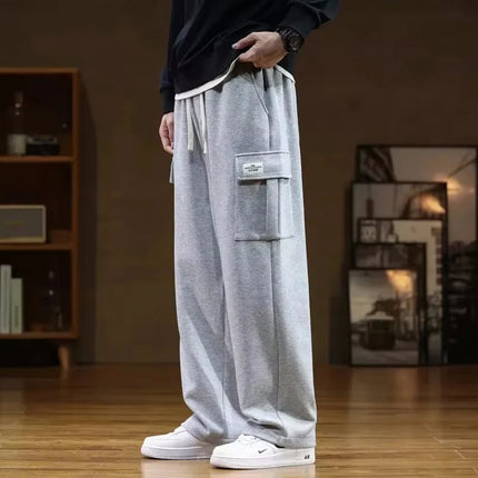 Autumn Sweatpants Cotton Men Baggy Joggers Cargo Pants Korean Neutral Breathable Loose Outdoor Solid color Wide legged Trousers