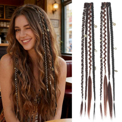 Synthetic Bohemian style clip braid hair extension wig women braided twist braid hair accessories hair extension wig