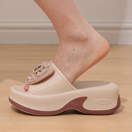 Eyriphy Size: 35-36 to 39-40 Women's Slippers Women High Heels Summer New Fashion Thick-soled Slippers Soft High-value Versatile