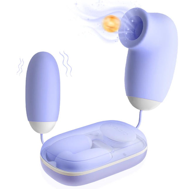 Double Jump Egg Clit Sucker Vagina Sucking Vibrator with Cute Magic Box Female Clitoris Vacuum G-Spot Stimulator Nipple Sex Toys