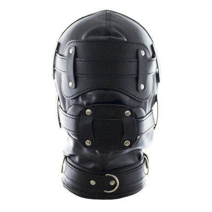 Exotic Accessory Costumes Apparel PU Leather Head Harness Dildo Gag Hood Mask Bdsm Bondage Cosplay Pet Play Headgear Penis Gags