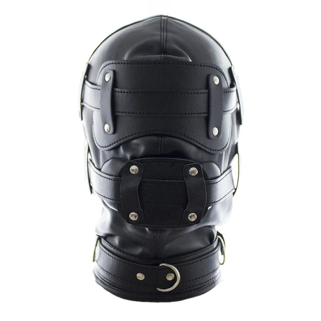 Exotic Accessory Costumes Apparel PU Leather Head Harness Dildo Gag Hood Mask Bdsm Bondage Cosplay Pet Play Headgear Penis Gags