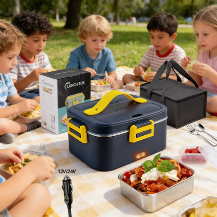1.8L Food Heater 3 in1 Portable Leakproof Heated Lunch Box 75W  Electric Lunch Box for Car Office with Insulated Carry Bag