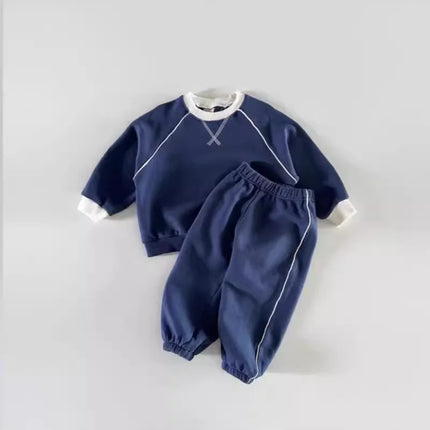 2025 Autumn New Baby Long Sleeve Clothes Set Infant Boys Solid Versatile Sweatshirt Suit Girls Casual Sports Set Kids Outfits