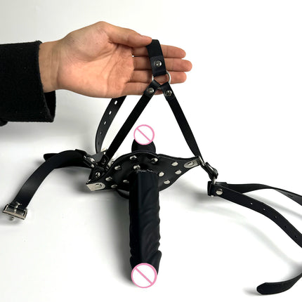 Bdsm Bondage Harness Strap Head Belts with Silicone Hollow Mouth Gag Ball and Nose Hook for Fetish Slave Role Play Sex Toys