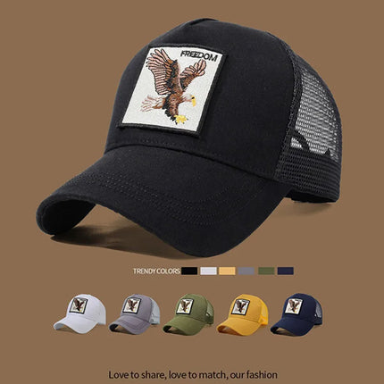 Unisex Trucker Cap with Eagle Embroidery & Applique - Suitable for Daily Casual Wear, Sports and Sun Protection