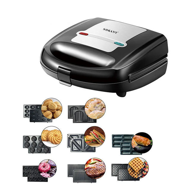 8-in-1 Detachable Breakfast Maker Cake Maker Nut Machine Donut Waffle Maker Rotisserie Biscuit Machine Sausage Roasting Machine