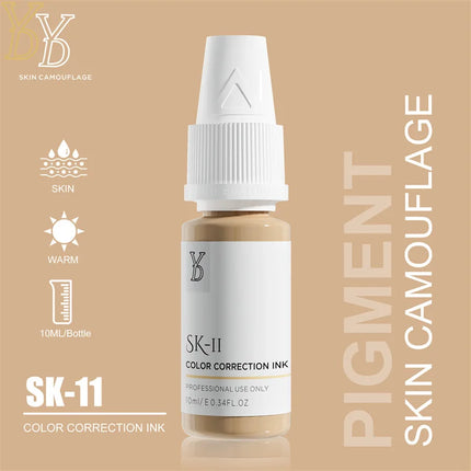 YDPMU 10ML Skin Camouflage Pigment Semi Permanent Makeup Tattoo Ink for Scar Vitiligo Stretch Mark Conceal Restore Skin Tones