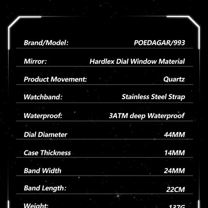 POEDAGAR Functional Men Wristwatch Waterproof Luminous Stainless Steel LED Man Watch Week Date Electronic Men's Quartz Watches