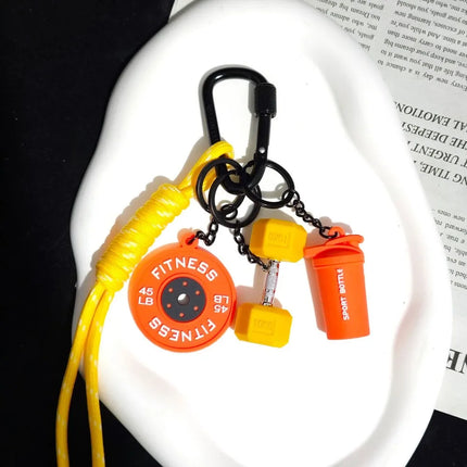 Dopamine Fitness Series Pendant D-shaped Buckle Detachable Barbell Plates Key Chain Bag Charm Creative Large Dumbbells Keyring
