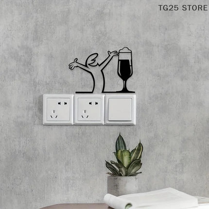 Line Figure Modern Metal Poster For Living Room Bedroom Switch Sticker Easy Hang Installation