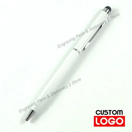 100 Pcs 13-color Metal 2-in-1 Stylus Universal Ballpoint Pen Custom Logo Text Engraving Office School Advertising Pen Wholesale