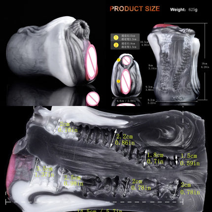Silicone Monster Male Masturbator Daul Channel Anal Onahole Pussy Realistic Vaginal Textured Channel Stroker AdultSexToy For Man