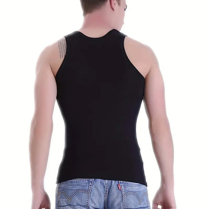 Men's Vest Black 5-Piece Breathable Quick-Drying Polyester Fiber Sports Vest Suitable for Gym Running and Training Casual Pure C