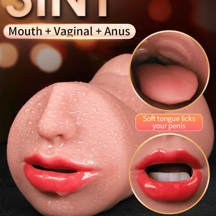 3 IN 1 Sex Toys Masturbation For Men Deep Throat Artificial Real Pussy Oral Male MasturbatorBlowjob Realistic Rubber Vagina
