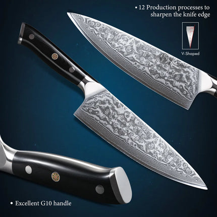 F.YOUNG Professional Kitchen Knives Damascus Steel Japanese Chef Knife Slicer Sashimi Utility Fruit Cooking Kitchenware Utensils