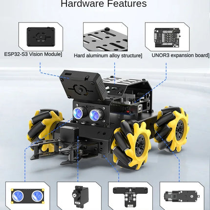 4WD Omnidirectional Mecanum Robot Car with Claw AI Visual Recognition Tracking For Arduino DIY Kit for UNO Programmable Robot