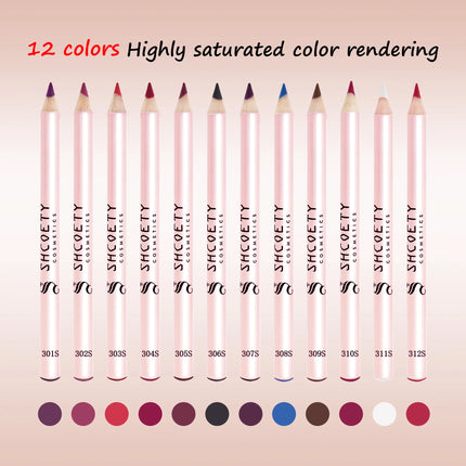 Matte Lip Liner Pencil Set of 12 Nude &Brown Shades Highly Pigmented Smooth Velvet Finish Long-Lasting Waterproof & Smudge-Proof